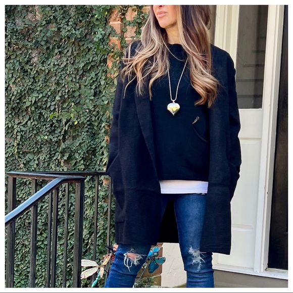 27 PARIS Oversized Black Knit Front pockets Jacket - Picture 5 of 10